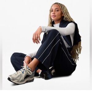 NEW Athleta  Navy/White Venice High Rise Track Stripe Wide Leg, Small NWOT